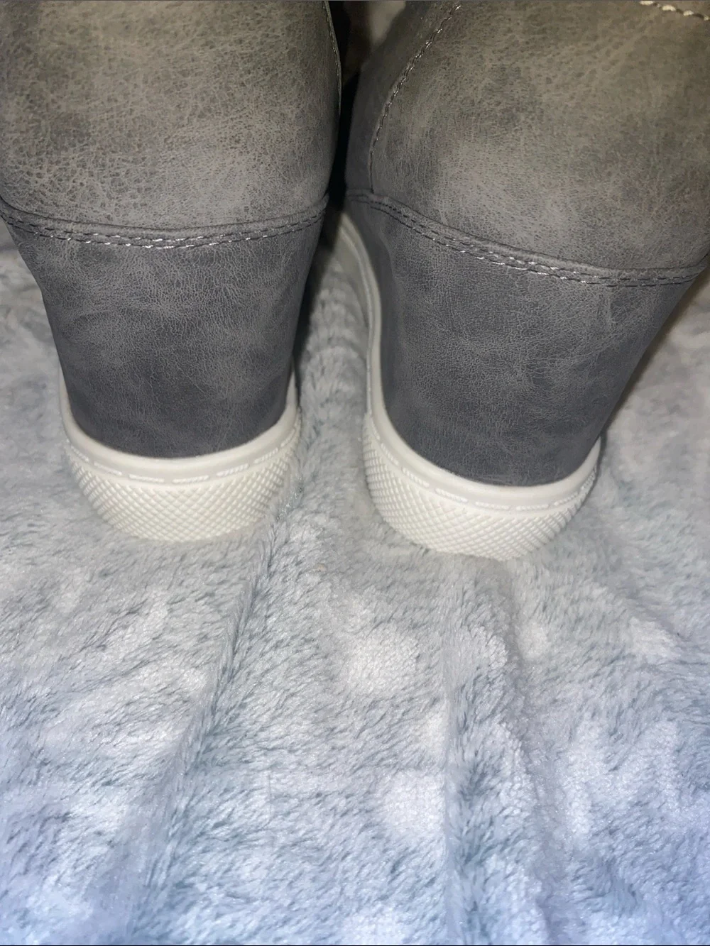 Athlefit Women's Grey High-Top wedge hidden heel Sneakers with Strap